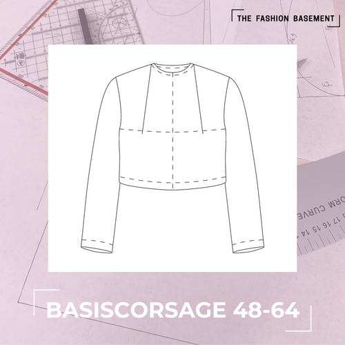 Patroon basis corsage maat 48 -64 / cupmaten A-1 van "The Fashion Basement"